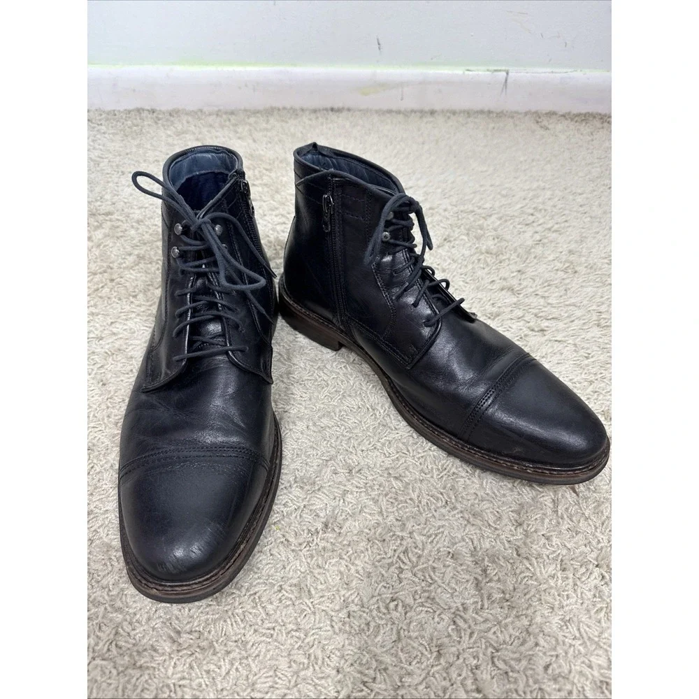 Johnston & Murphy XC Flex Sheepskin Leather Side Zip Lace Up Ankle Boots Mens 10